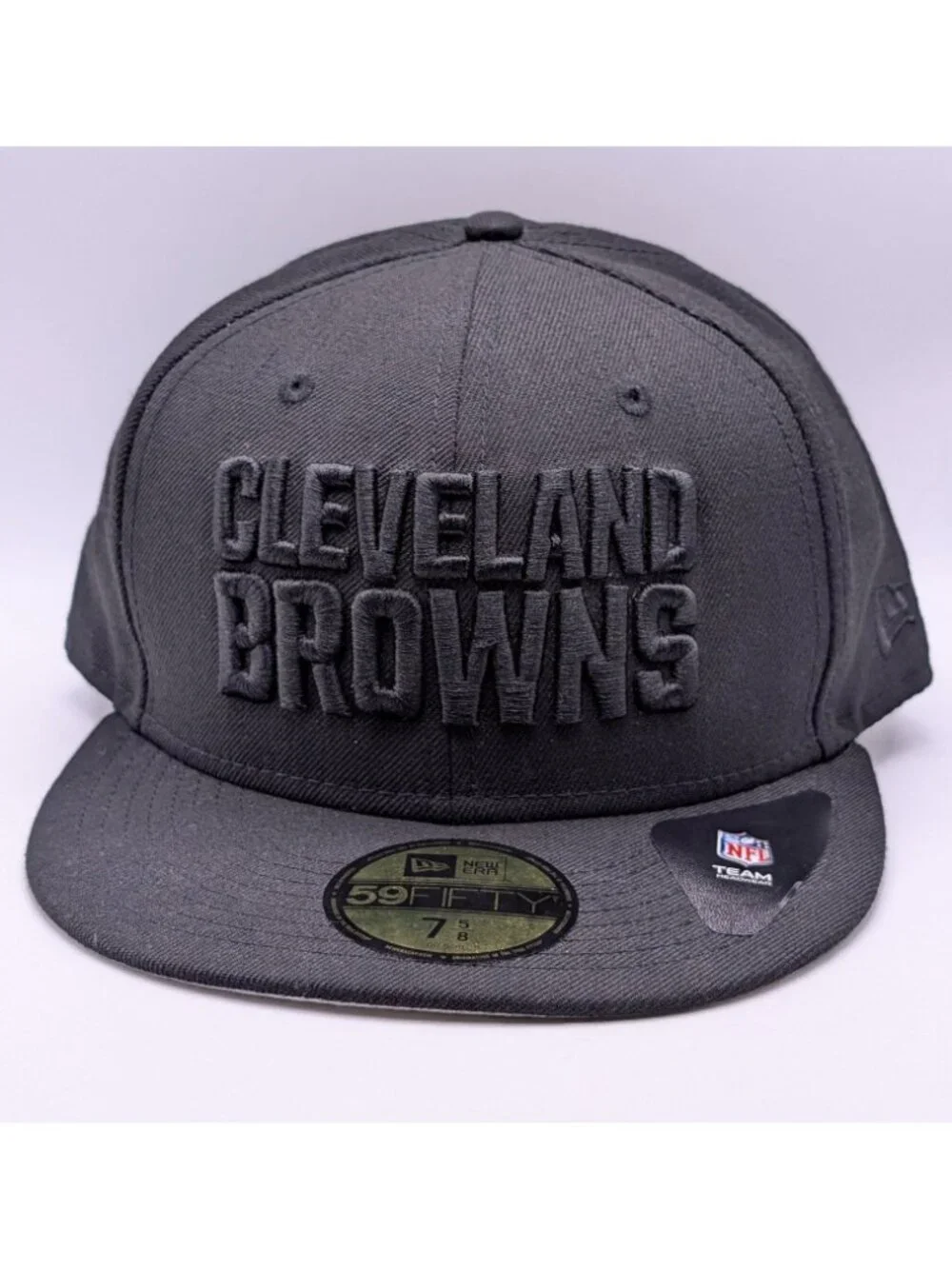 Cleveland Browns New Era 59Fifty Size 7 5/8 Black Fitted Hat Flat Bill Football
